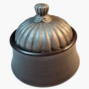 NIKKO Decorative Bowl Brown Stoneware Japan silver lid